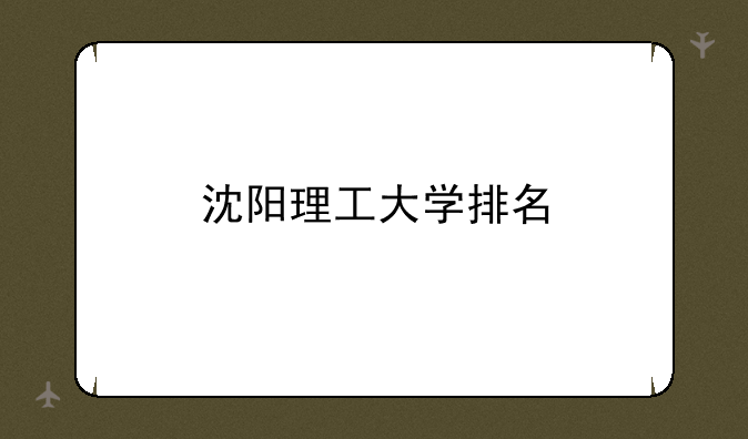 沈阳理工大学排名