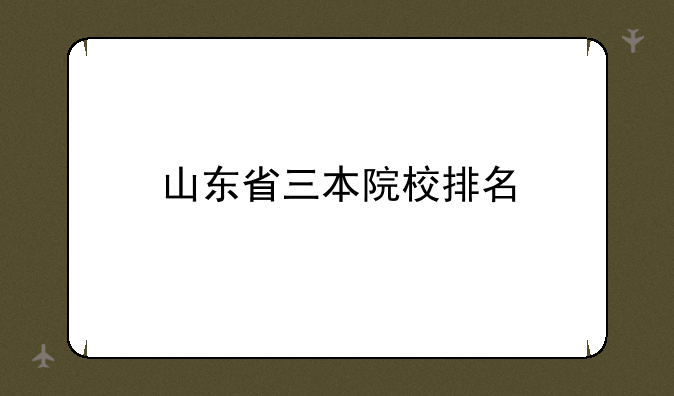 山东省三本院校排名
