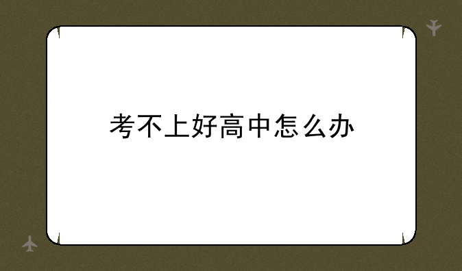 考不上好高中怎么办