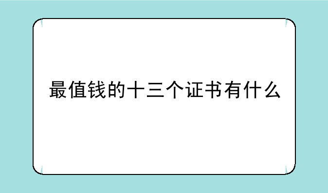 最值钱的十三个证书有什么