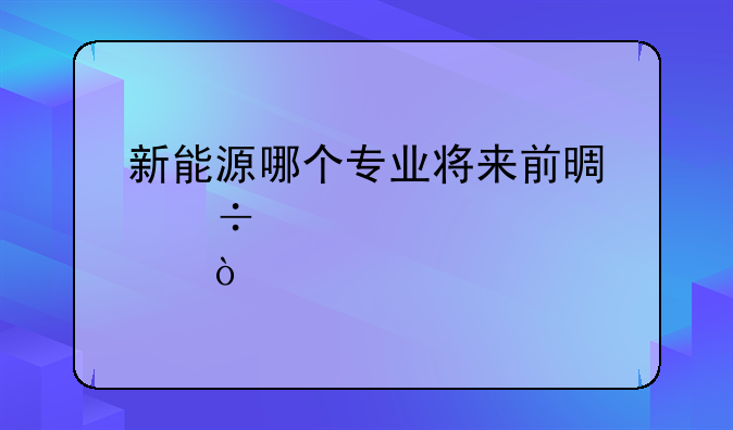 新能源哪个专业将来前景好一点？