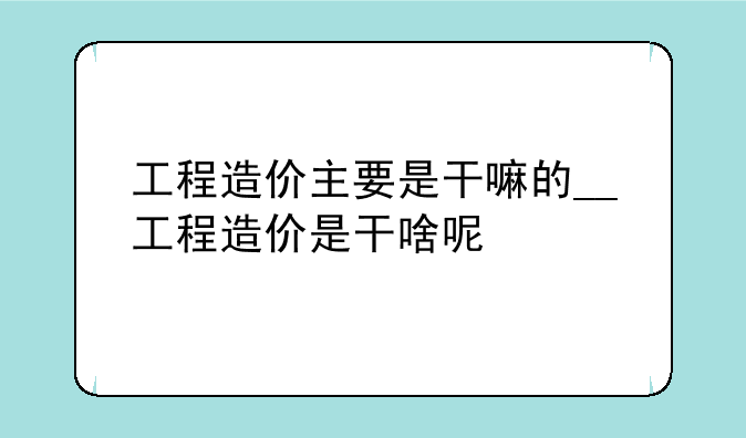 工程造价主要是干嘛的__工程造价是干啥呢
