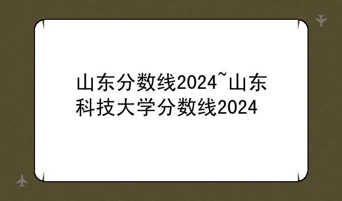 山东分数线2024~山东科技大学分数线2024